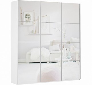 Шкаф 3-х створчатый Прайм (3 зеркало) 2100x570x2300, белый снег в Магадане