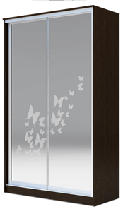 Шкаф 2-х створчатый Аллоджио 2200х1682х420 два зеркала, "Бабочки" ХИТ 22-4-17-66-05 Венге Аруба в Магадане