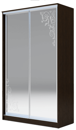 Шкаф двухстворчатый 2300х1200х620 два зеркала, "Орнамент" ХИТ 23-12-66-09 Венге Аруба в Магадане - изображение