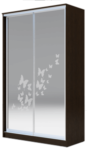 Шкаф двухстворчатый 2300х1682х620 два зеркала, "Бабочки" ХИТ 23-17-66-05 Венге Аруба в Магадане