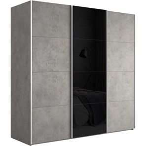 Шкаф трехдверный Эста (ДСП/Стекло черное/ДСП) 3000x660x2200, бетон в Магадане