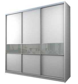 Шкаф 3-х дверный MAX МШ-25-6-24-999, Профиль Серебро/Цвет Белый/Oraclal Светло-серый в Магадане