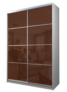 Шкаф 2-х дверный MAX МШ-23-6-16-22, Профиль Серебро/Цвет Белый/Oracal Шоколад в Магадане