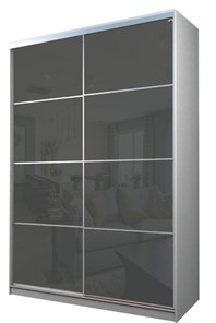 Шкаф 2-х дверный MAX МШ-23-6-16-22, Профиль Серебро/Цвет Белый/Oracal Темно-серый в Магадане