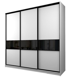 Шкаф 3-х дверный MAX МШ-25-6-24-999, Профиль Черный/Цвет Белый/Oraclal Черный в Магадане