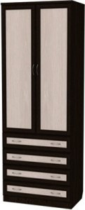 Шкаф 2-х створчатый 103 со штангой, цвет Венге в Магадане