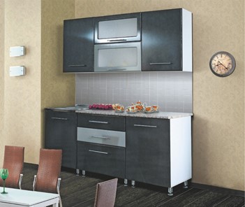 Модульный кухонный гарнитур Мыло 224 2000х718, цвет Черный/Графит в Магадане