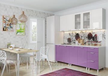 Кухонный гарнитур угловой Модерн, белый глянец/фиолетовый металлик в Магадане