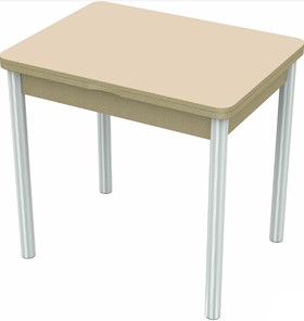 Небольшой стол Бари хром №6 (стекло молочное/дуб выбеленный) в Магадане