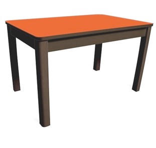Стол на кухню Айсберг-05 СТ1, венге ЛДСП/стекло оранжевое/42 прямые массив венге в Магадане