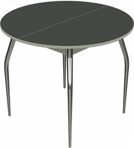 Обеденный круглый стол Ривьера исп. круг хром №5 (стекло черное/белый) в Магадане