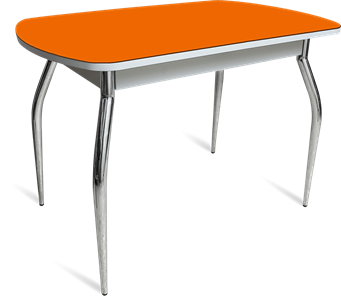 Кухонный раскладной стол ПГ-07 СТ1 белое/оранжевое/35 хром фигурные гнутые в Магадане
