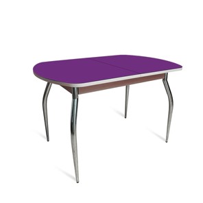 Кухонный обеденный стол ПГ-08 СТ2, дуб молочный/фиолетовое стекло/35 хром гнутые металл в Магадане