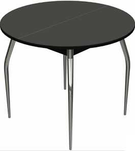 Кухонный круглый стол Ривьера исп. круг хром №5 (стекло черное/черный) в Магадане