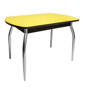 Кухонный стол раскладной ПГ-01 СТ2, венге/желтое стекло/35 хром гнутые металл в Магадане