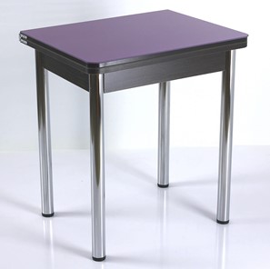 Стеклянный обеденный стол СПА-02 СТ2, венге ЛДСП/стекло фиолетовый/39 прямые трубки хром в Магадане