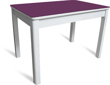 Кухонный обеденный стол Айсберг-05 СТ2, белое ЛДСП/фиолетовое стекло/40 массив белый в Магадане