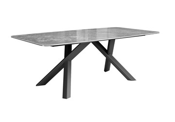 Обеденный стол DikLine KS220 керамика Monsoon (серый глянец JA688) / опоры черные в Магадане