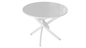 Обеденный раздвижной стол Diamond тип 3 (Белый муар/Белый глянец) в Магадане