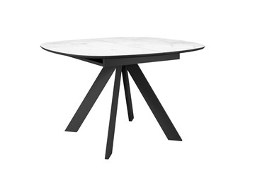 Керамический кухонный стол DikLine BK100 Керамика Белый мрамор/подстолье черное/опоры черные в Магадане