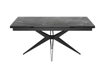 Керамический кухонный стол DikLine KW160 мрамор С45 (керамика черная)/опоры черные в Магадане
