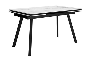 Раздвижной стол DikLine SKA125 Керамика Белый мрамор/подстолье черное/опоры черные (2 уп.) в Магадане