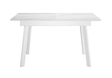 Кухонный раскладной стол DikLine SKH125 Керамика Белый мрамор/подстолье белое/опоры белые (2 уп.) в Магадане