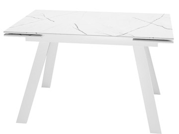 Стол раздвижной DikLine SKM140 Керамика Белый мрамор/подстолье белое/опоры белые (2 уп.) в Магадане