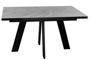 Стол раздвижной DikLine SKM140 Керамика серый мрамор/подстолье черное/опоры черные (2 уп.) в Магадане