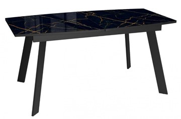 Кухонный раскладной стол Dikline XLS160 мрамор черный глянец/ножки черные в Магадане