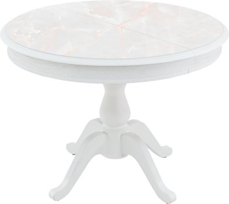 Стеклянный стол Фабрицио-1 Glass, Круг 1000, фотопечать (Мрамор 7) в Магадане