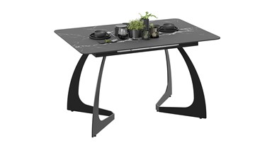 Раскладной стол Конкорд Тип 2 (Черный муар/Стекло матовое черный мрамор) в Магадане