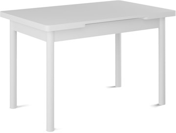 Кухонный раскладной стол Кубика Милан-1 EVO, ноги металлические белые, белый цемент в Магадане