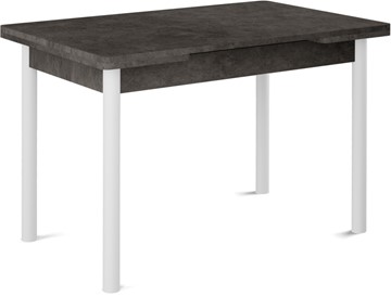 Кухонный стол раскладной Кубика Милан-1 EVO, ноги металлические белые, серый камень в Магадане
