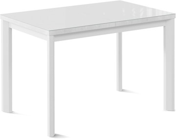 Кухонный раздвижной стол Кубика Нагано-1G (ноги металлические белые, стекло cristal/белый цемент) в Магадане