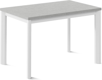 Кухонный раздвижной стол Кубика Нагано-3L (ноги металлические белые, светлый цемент) в Магадане
