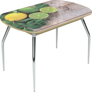 Обеденный раздвижной стол Ривьера исп.1 ноги метал. крашеные №24 Фотопечать (Фрукты №33) в Магадане