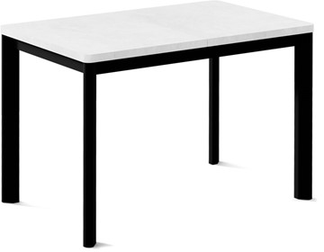 Кухонный раздвижной стол Кубика Токио-1L (ноги металлические черные, белый цемент) в Магадане