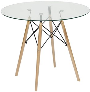 Стеклянный кухонный стол CINDY GLASS (mod.80GLASS) металл/стекло, D80х75см, прозрачный арт.13068 в Магадане