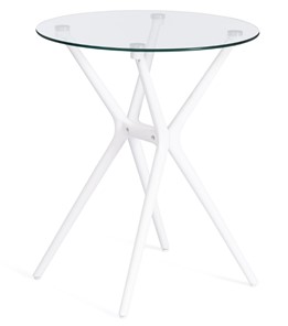 Стеклянный кухонный стол PARNAVAZ (mod. 29) пластик/стекло, 60х60х70,5 прозрачный/белый арт.19697 в Магадане