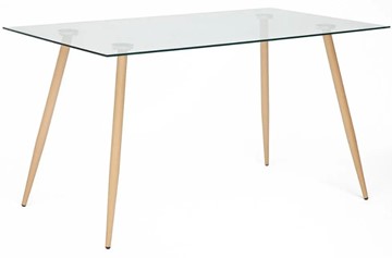Кухонный стол SOPHIA (mod. 5003) металл/стекло (8мм), 140x80x75, бук/прозрачный арт.12098 в Магадане