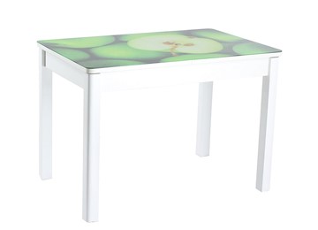Кухонный раскладной стол Айсберг-02 СТФ, белое лдсп/зеленые яблоки/40 прямые массив белые в Магадане