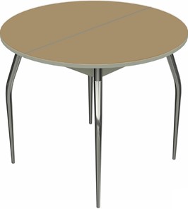 Круглый стол на кухню Ривьера исп. круг хром №5 (стекло капучино/белый) в Магадане