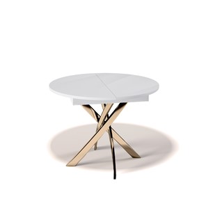 Обеденный круглый стол Kenner R1100 (Золото/Белое/Стекло белое глянец) в Магадане