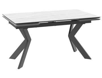 Стол обеденный раскладной раздвижной DikLine ALK150, керамопласт 150(40+40)x90, МРАМОР СВЕТЛЫЙ МОДЕРН/ЧЕРНЫЙ, (2 уп.) в Магадане