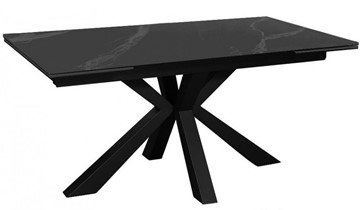 Стол керамический раздвижной DikLine SFE140 Керамика Черный мрамор/подстолье черное/опоры черные (2 уп.) в Магадане