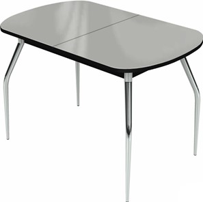 Раздвижной стол Ривьера исп.1 хром №5 (стекло белое/черный) в Магадане