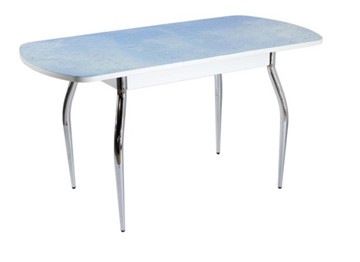Стеклянный стол ПГ мини СТФ белый ЛДСП/стекло капли/хром фигурные в Магадане