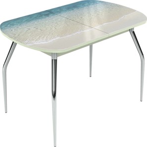 Обеденный раздвижной стол Ривьера исп.2 хром №5 (Exclusive h110/белый) в Магадане