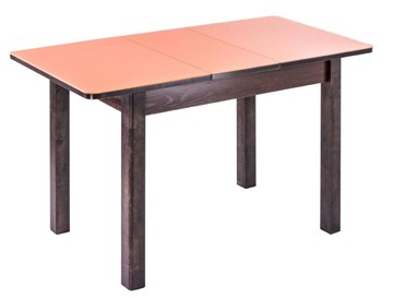 Кухонный раскладной стол Айсберг-02 СТ1, венге ЛДСП/стекло оранжевое/42 прямые массив венге в Магадане